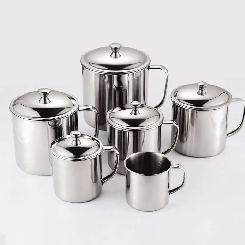 Утолщенная детская чашка для воды из нержавеющей стали 304, чашка для полоскания рта с ручкой крышки