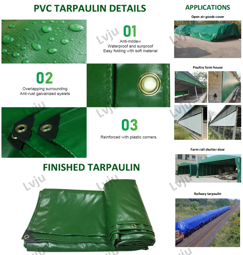 
Lvju 12x26ft 4x8m Agriculture Use In Stock Lot Of Wholesale Tarpaulin Waterproof Fabric 