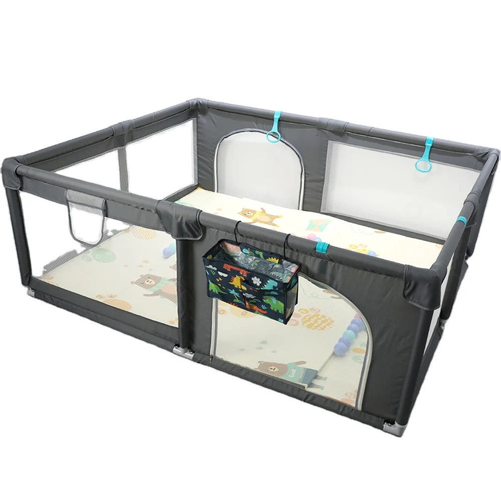 Portable Indoor Children Toddler Activity Center Large Play Yard Fence Foldable Fabric Baby Playpen With Gate Mat For Kids Gym