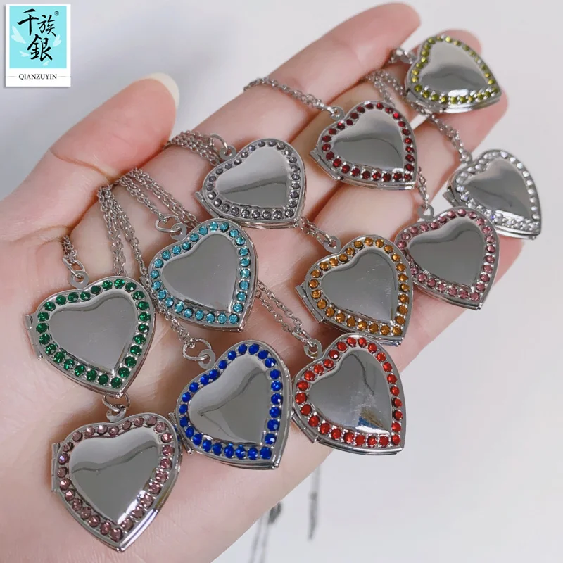 QZY Зодиак кристалл в форме сердца DIY фото коробка плавающий медальон кулон можно играть из нержавеющей стали ожерелье