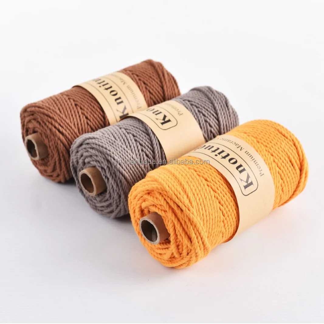Высококачественный хлопковый шнур 3ply Hilo Macrame 3 мм для вязания Batg 53 цвета