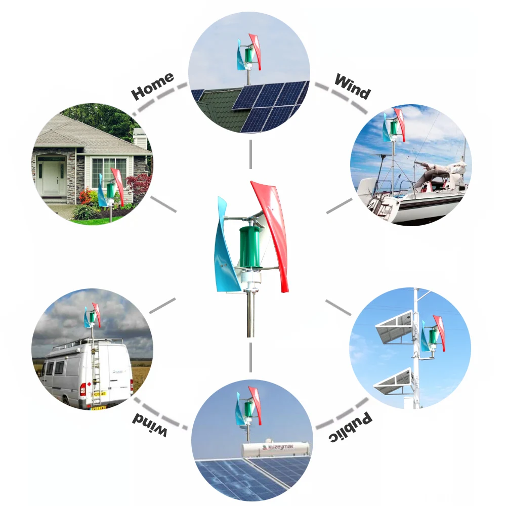 Vertical Wind Turbine Power Generator Free Energy 1000w 1500w 12v 24v Alternative Eolico CE Certification With MPPT Controller