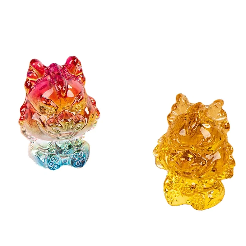 New crystal dragon ornaments 12 zodiac dragon Gift giving auspicious fortune Luck dragon Yellow crystal small ornaments