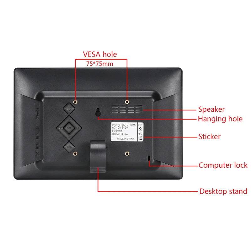 Porta Portrait Digital 10 Pol, Photo Frame with Remote Control 1024*600P Digital