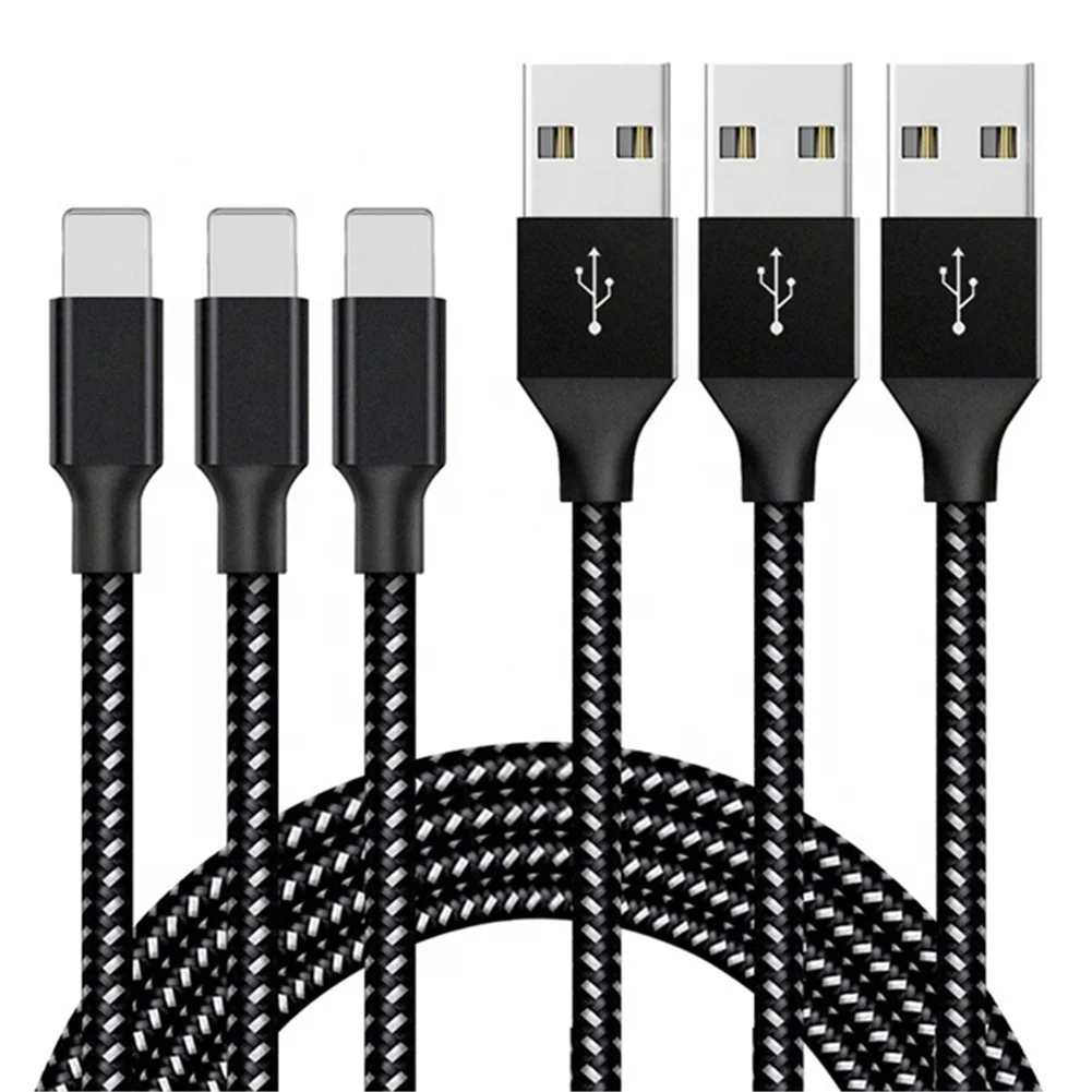  Лидер продаж 3 фута 6 футов 10 плетеный кабель для быстрой зарядки USB Дата-кабель iPhone 12 11 XS X 8