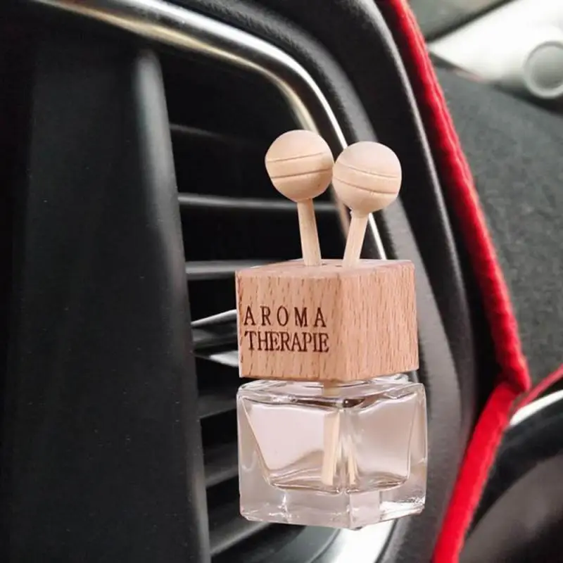 
New Design Reusable Square 10ml Glass Car Diffuser Perfume Bottle With Stainless Steel Holder 