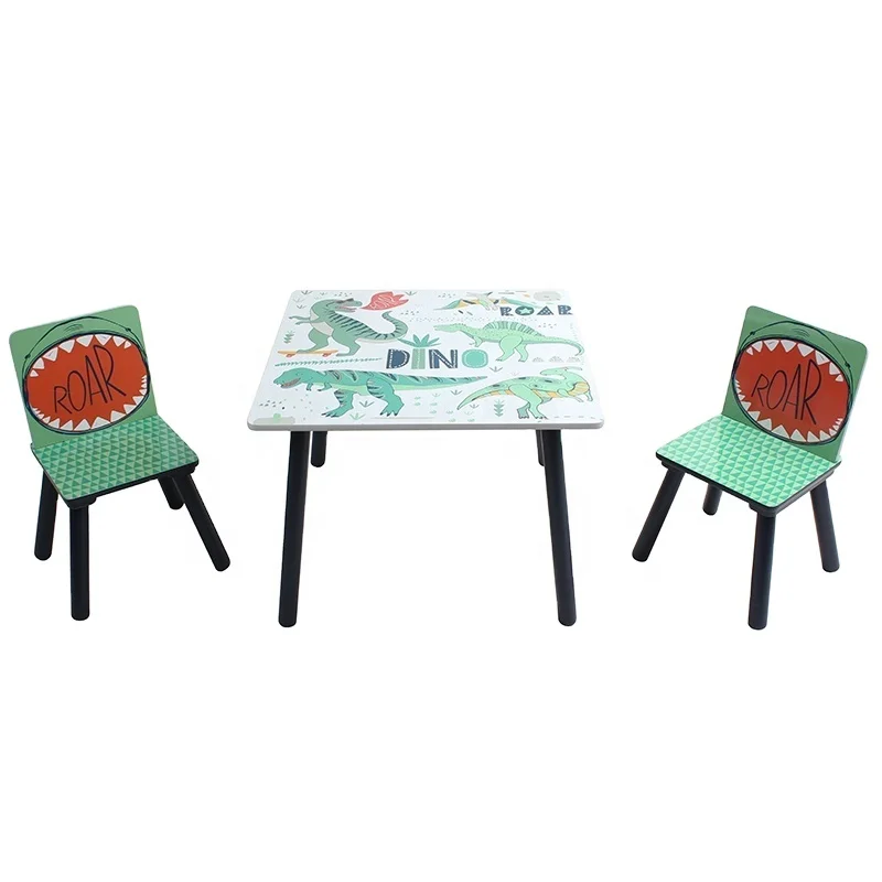 Детские стулья Toffy & Friends из массива дерева с водной росписью в виде динозавра