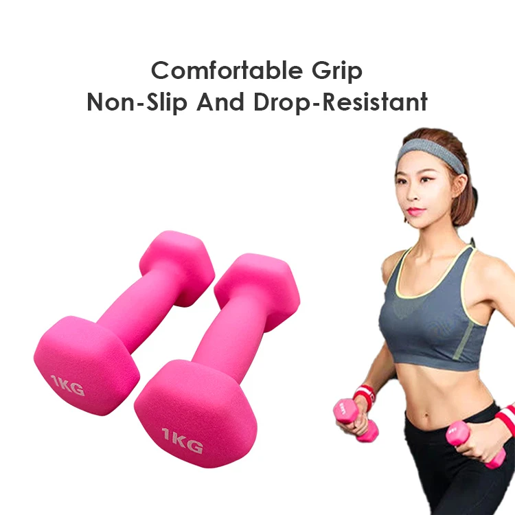 ZHOYA SPORT Customized Cheap Weights Gym Equipment Fitness Small Adjustable 2.5kgs Pink Neoprene Coated Hex Dumbbell Set