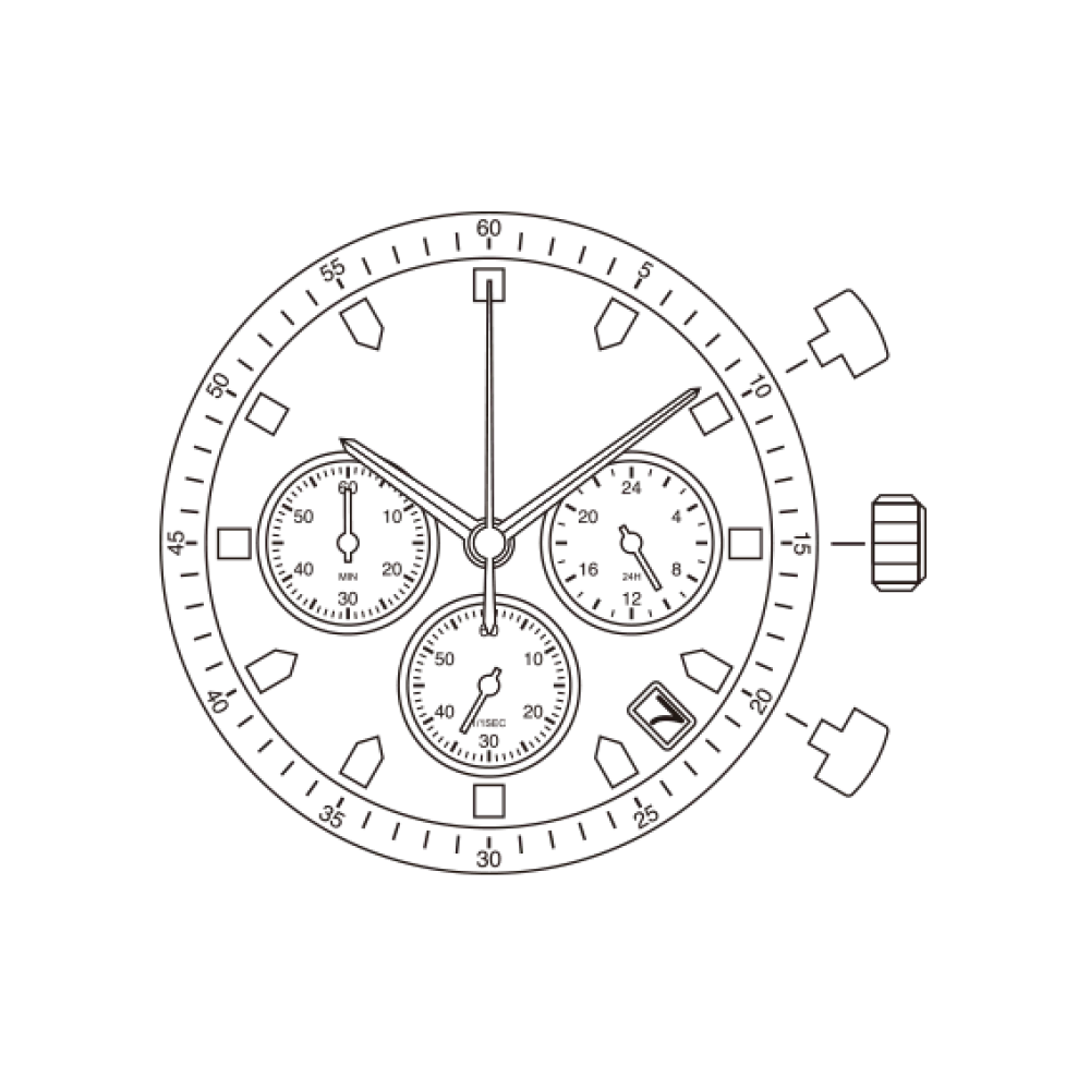 Japan High Accuracy MIYOTA 0S20 Watch Parts Chronograph Quartz Movement for Men with Date 24 hours