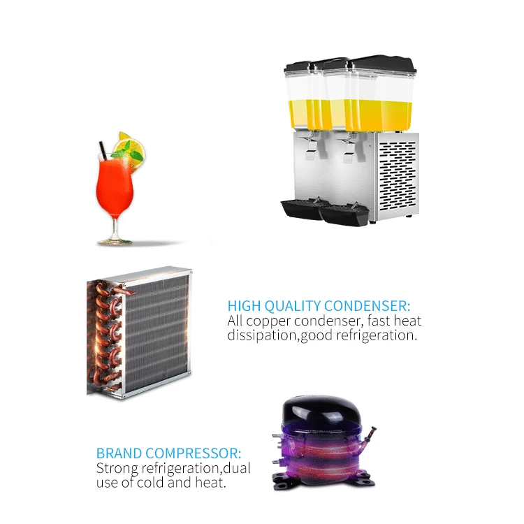 MK-JD216B Commercial Cool Blending 32L Double Bowls Drink beverage CE Approved Stainless Steel juice Dispenser