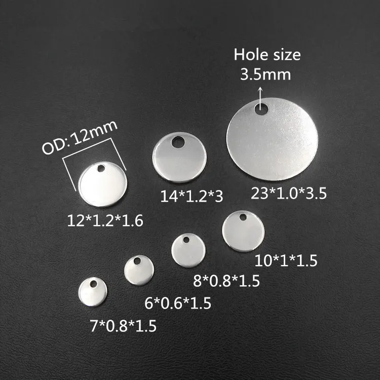 Cheap Stainless Steel Round Charms Printable LOGO Custom Logo Engraved Tags Charm For Jewelry Making