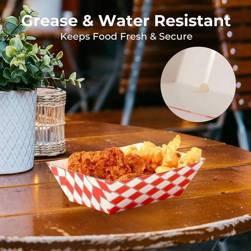 Snack Tray for Picnics and Carnivals-Heavy Duty Disposable Food Tray for Candies and Resistant Paper Food Boats