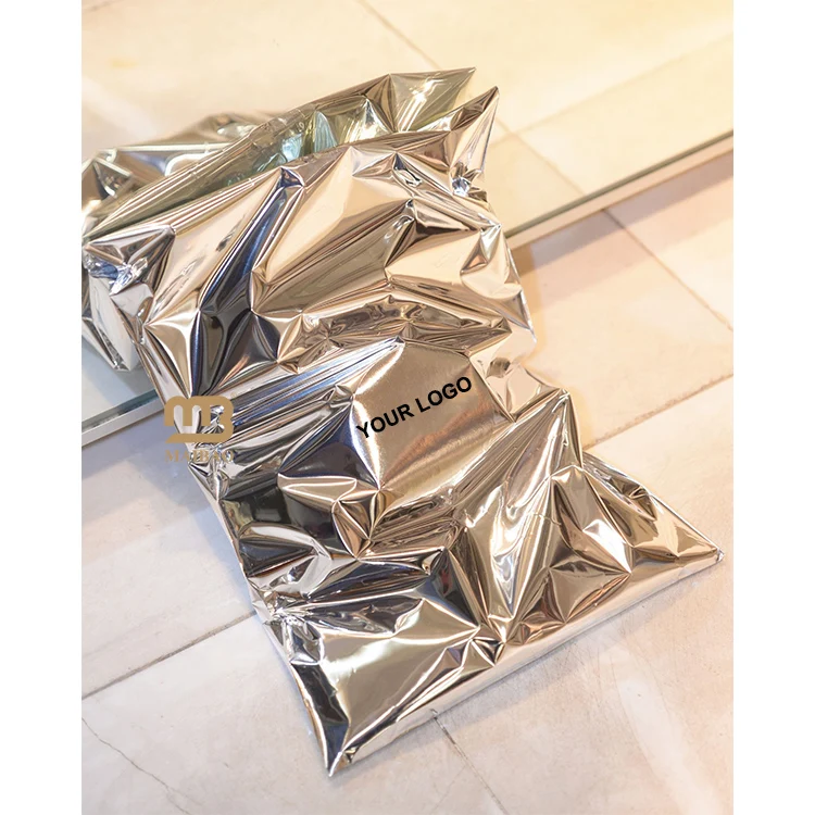Wholesale recyclable silver poly mailers bags custom logo clothing packages plastic shipping bags for packing cloth mailing bag