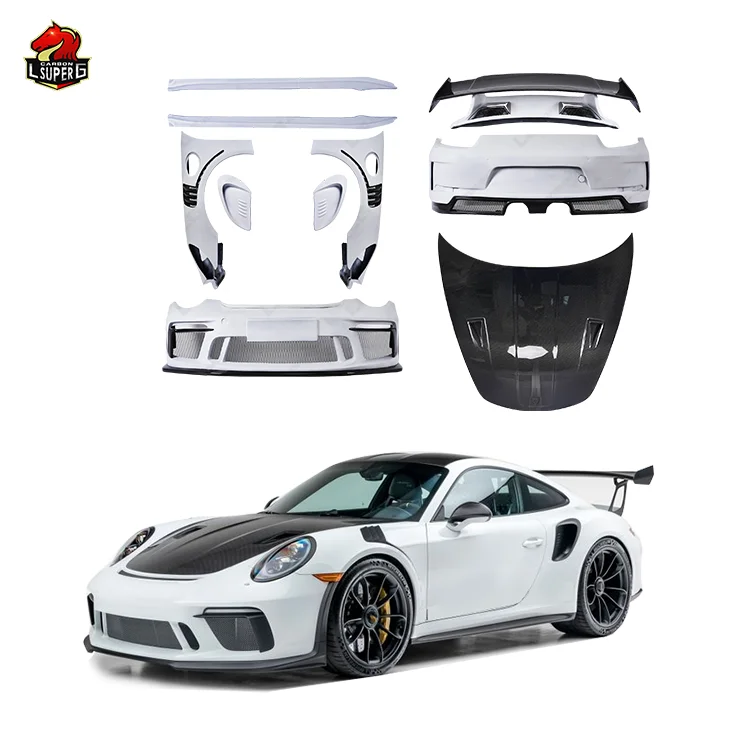 Hlaf Carbon Fiber bodykit for Porsche 911 991.2 Upgrade to GT3 RS style front rear Bumpers Fender Engine Hood Spoiler Body kits