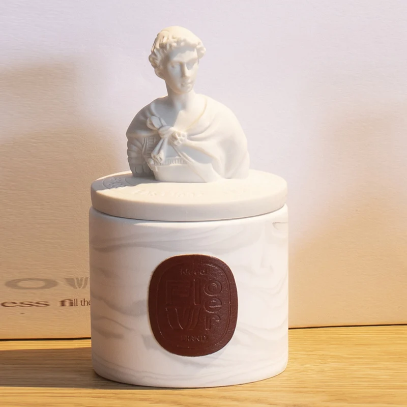 DGC Wholesale Luxury White Greek Statue Scented Soy Candles With Custom Labels Statue Candles Luxury Scented