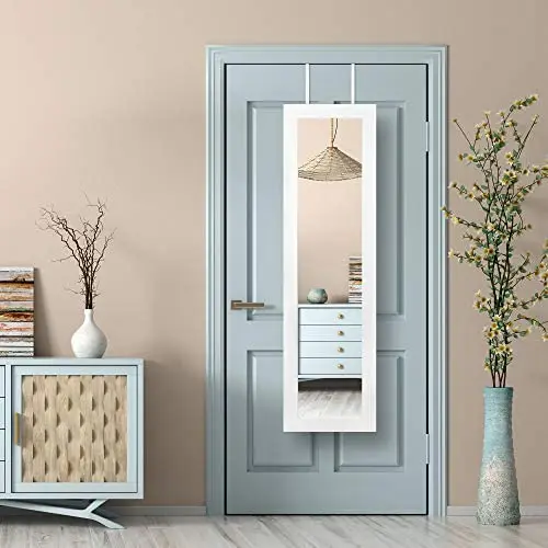 Настенный дверной шкаф для ювелирных изделий, коробка для хранения косметики с длинным зеркалом, салонное зеркало с подсветкой