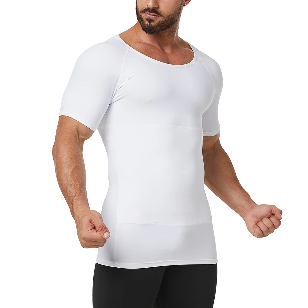 Mens Shapewear Tummy Control Compression Shirt Hide Gynecomastia Body Shaper Slimming Undershirt Corset For Men