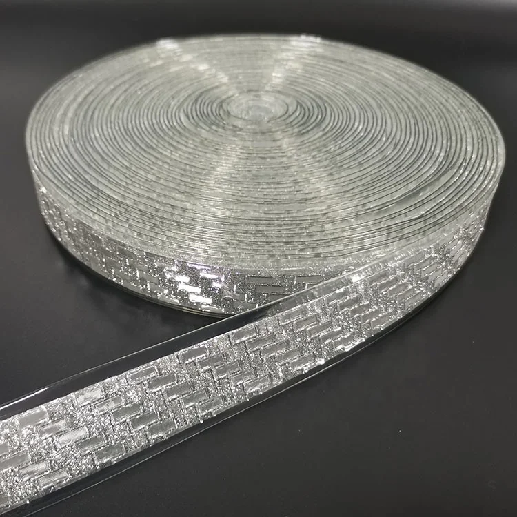 
Chrome Silver PVC Glitter Strip for Shoes material 