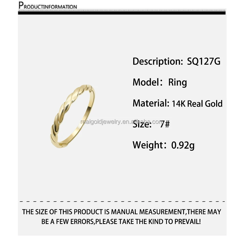 9k14k 18k Plain Real Yellow Gold Ring Fine Jewelry Closed Ring With Various Size Simple Design Trendy Style Wholesale