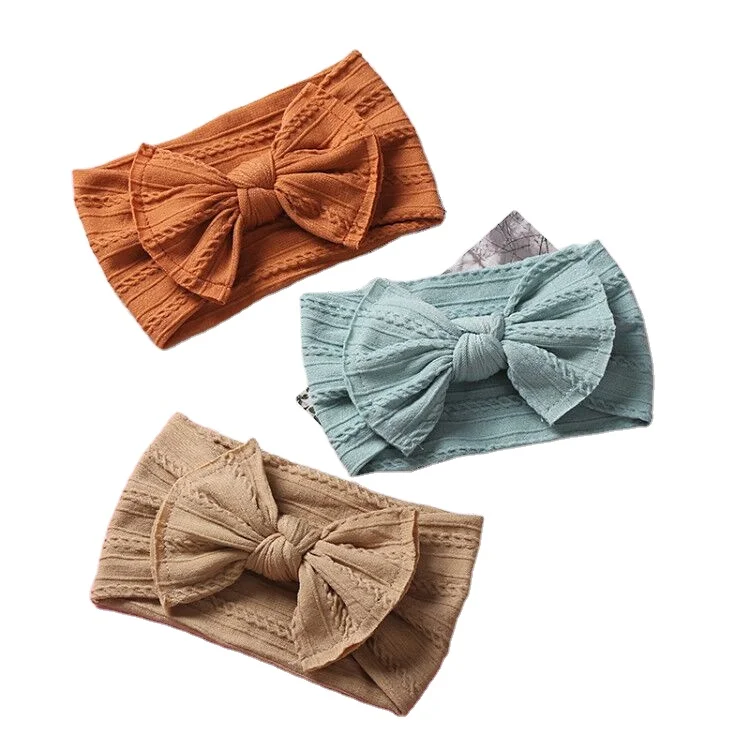 Wholesales Bow Baby Headband for Child Bowknot Headwear Turban for Kids Elastic Headwrap Baby Solid Color Hair Accessories