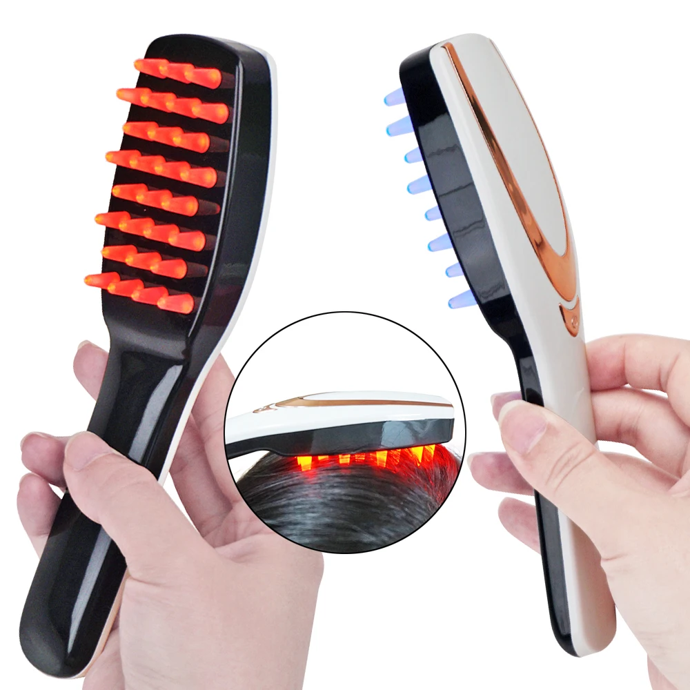 2024 Electric Hair Growth Massage Comb Magical Anti Hair Loss Vibration Red Blue LED Phototherapy Massage Hair Brush