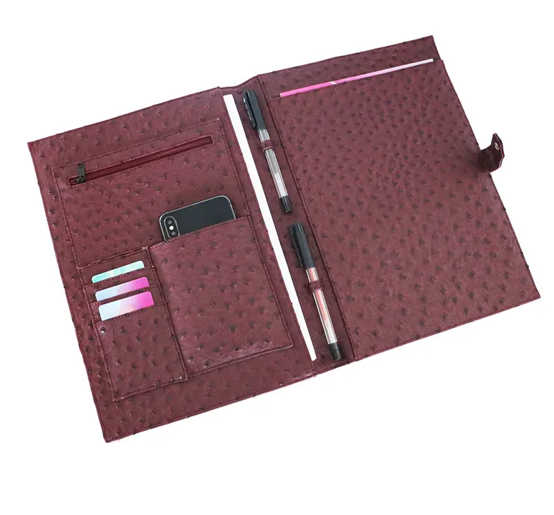New design ducoment folder a4 paper pu leather file folder portfolio