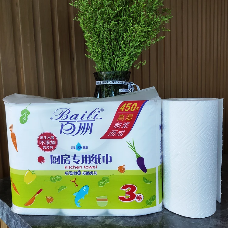 Low Price Oil Cleaning Tissue 2 Layer Water Absorbing Kitchen Tissue Paper Towel