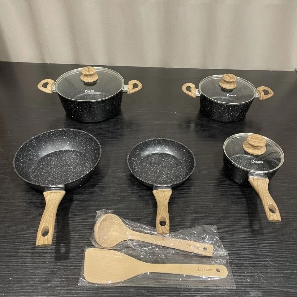 Non Stick Granite Cookware Set Nonstick Aluminum Cook Pan And Pot Set Home Cooking Saucepan Fry Pan Set With Lids