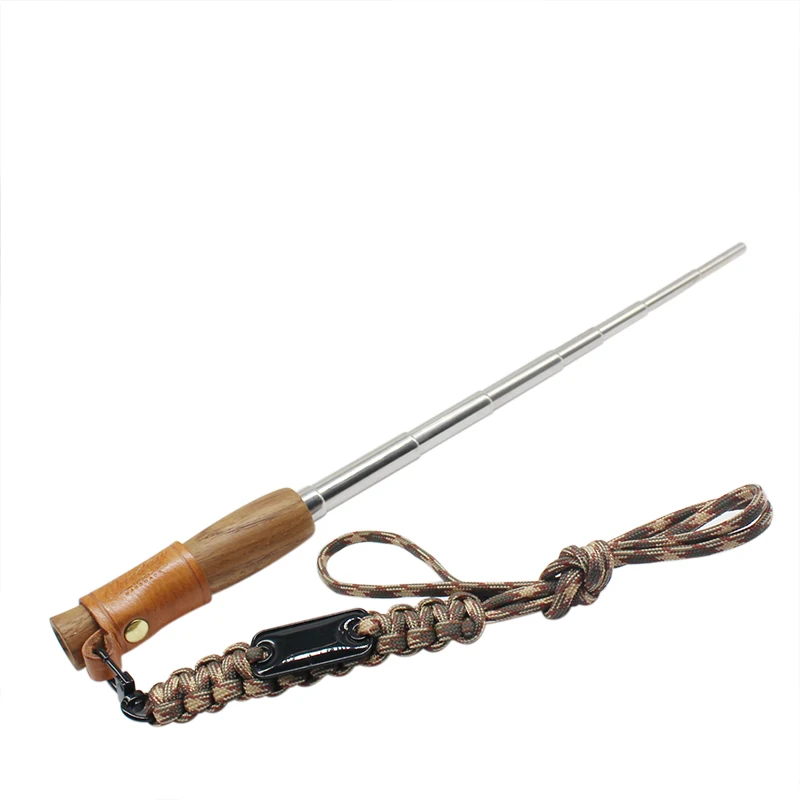 Collapsible Pocket Size Stainless Steel Campfire Bellow Blower Pipe with Wood Handle