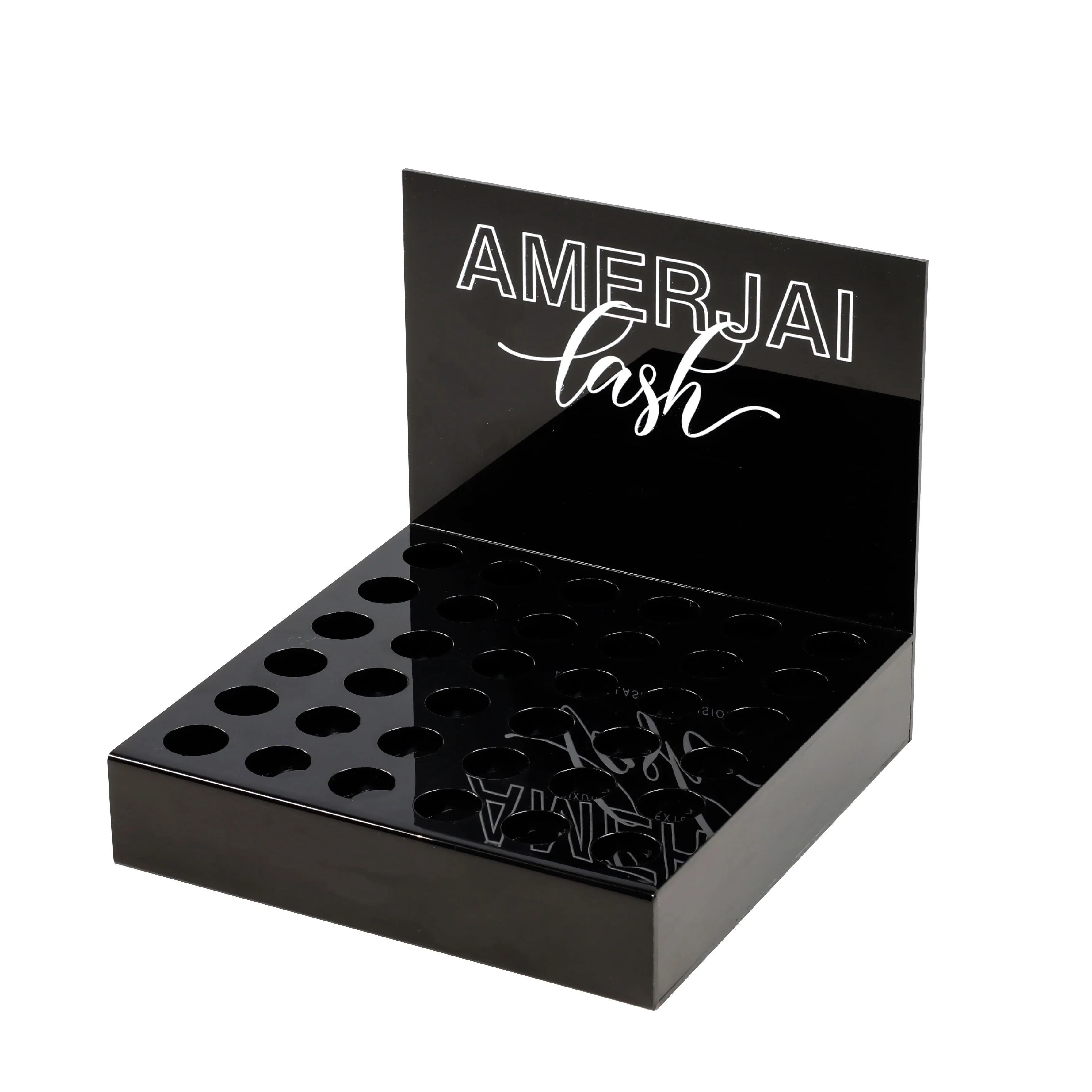 Makeup Cosmetics Lipstick Organizer Holder Cosmetic Acrylic Display Stand Black L-Shape Lip Gloss Organizer