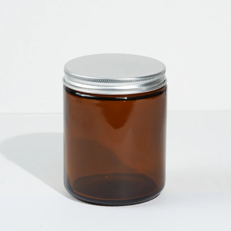Empty 250ml Amber Matte Black Color Glass Candle Jars Luxury For Candles With Aluminum Lid