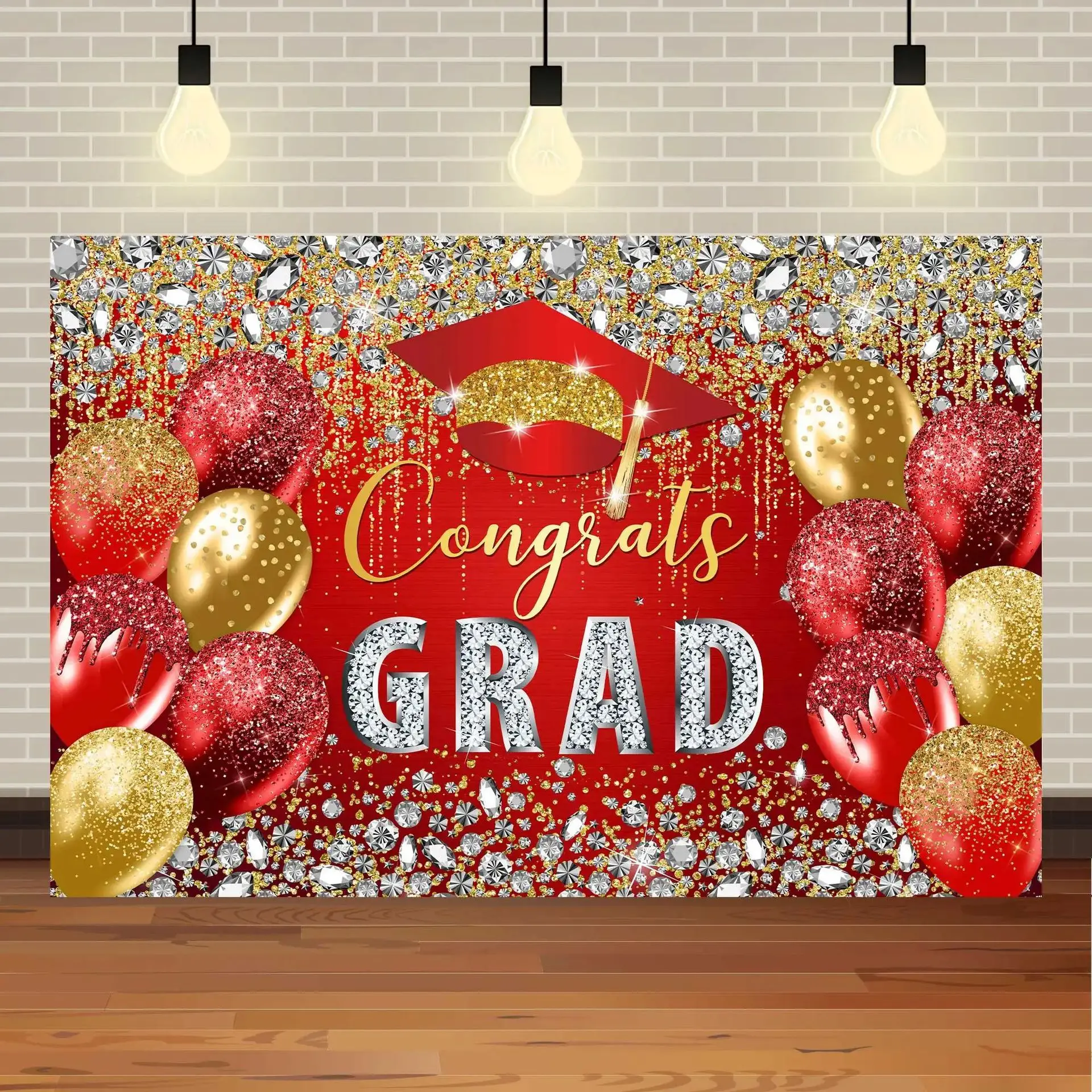 Fast Delivery Fabric Glitter Letter grad banner with pictures For Graduation Season