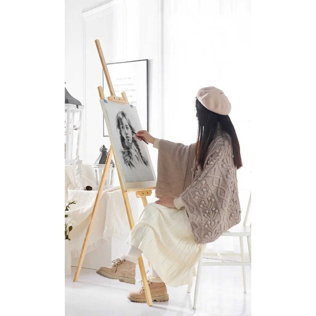 150cm Wooded Easel Natural Wood Foldable Display Stand for  Canvas Art Craft Painting Tripod Easel Home Decoration