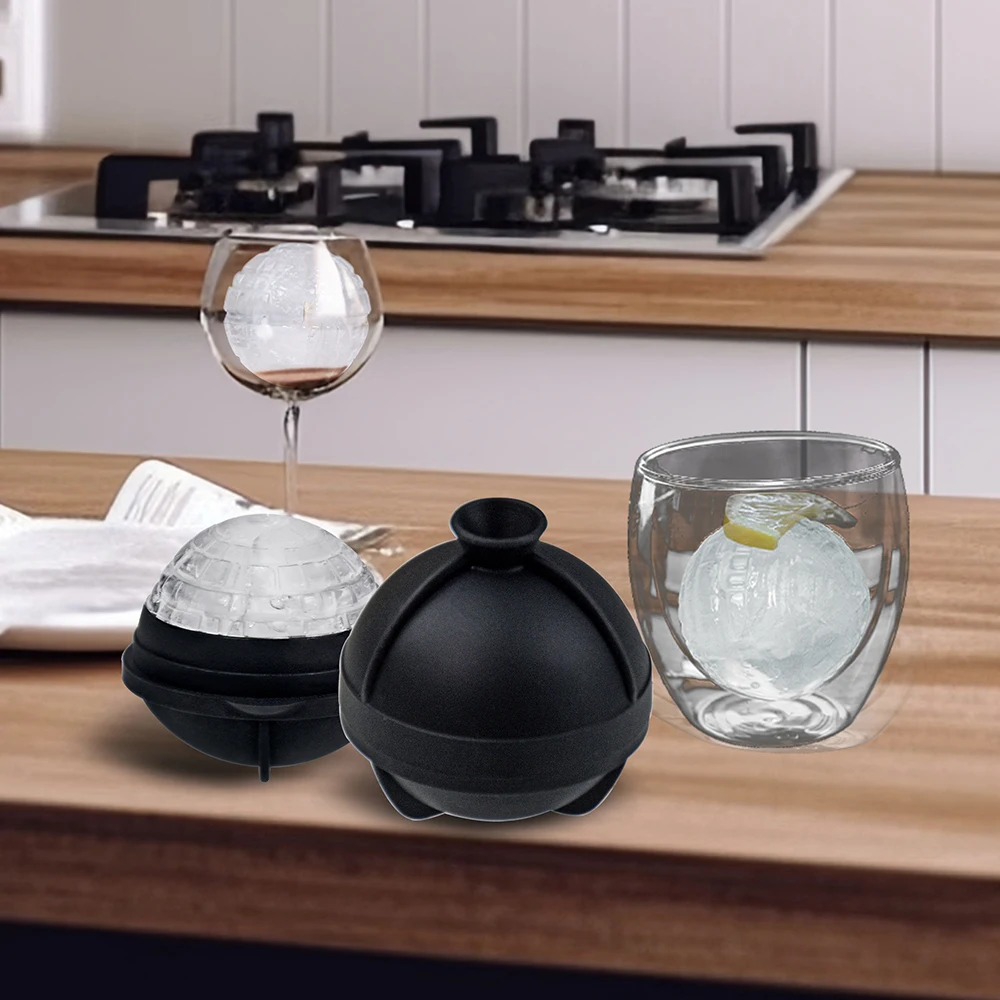 Hot Sale Slowly Melting Sphere Round Silicone Ice Cube Tray Reusable Death Star Ice Ball Maker Mold for Whiskey