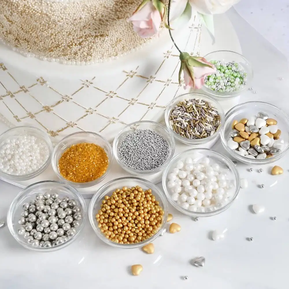 Beigu Edible Sprinkles Pearl Stars Sugar Comestibles Bulk Slices Rainbow Gold Blue Edible Sprinkles Candy For Cake Decoration