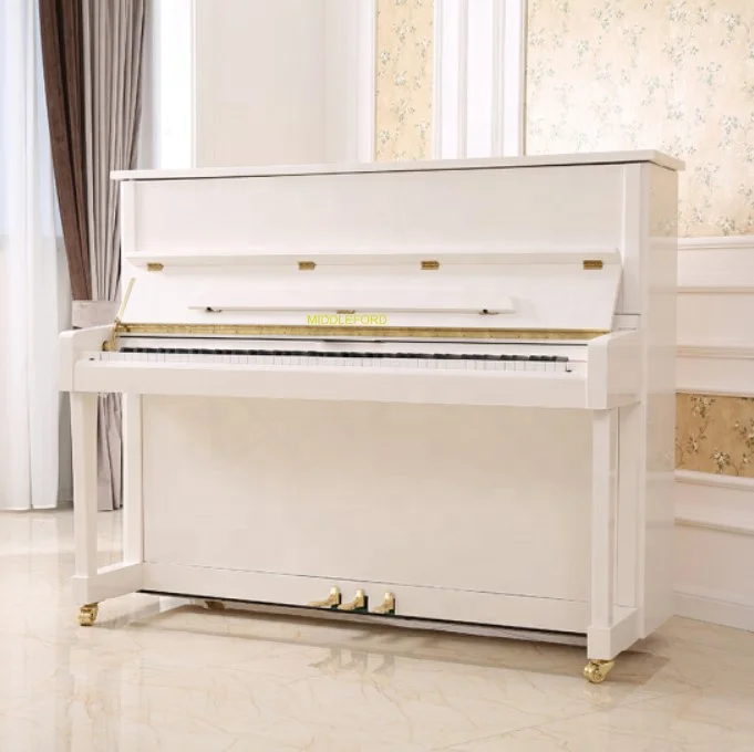 UP-116W Middleford white polish acoustic upright piano for sale