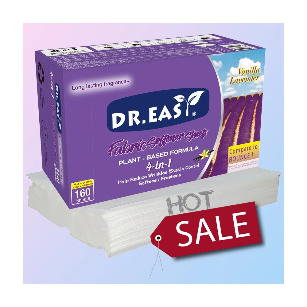 PET Fabric Softener Dryer Sheets Custom Private Label Non-Woven Dryer Sheets