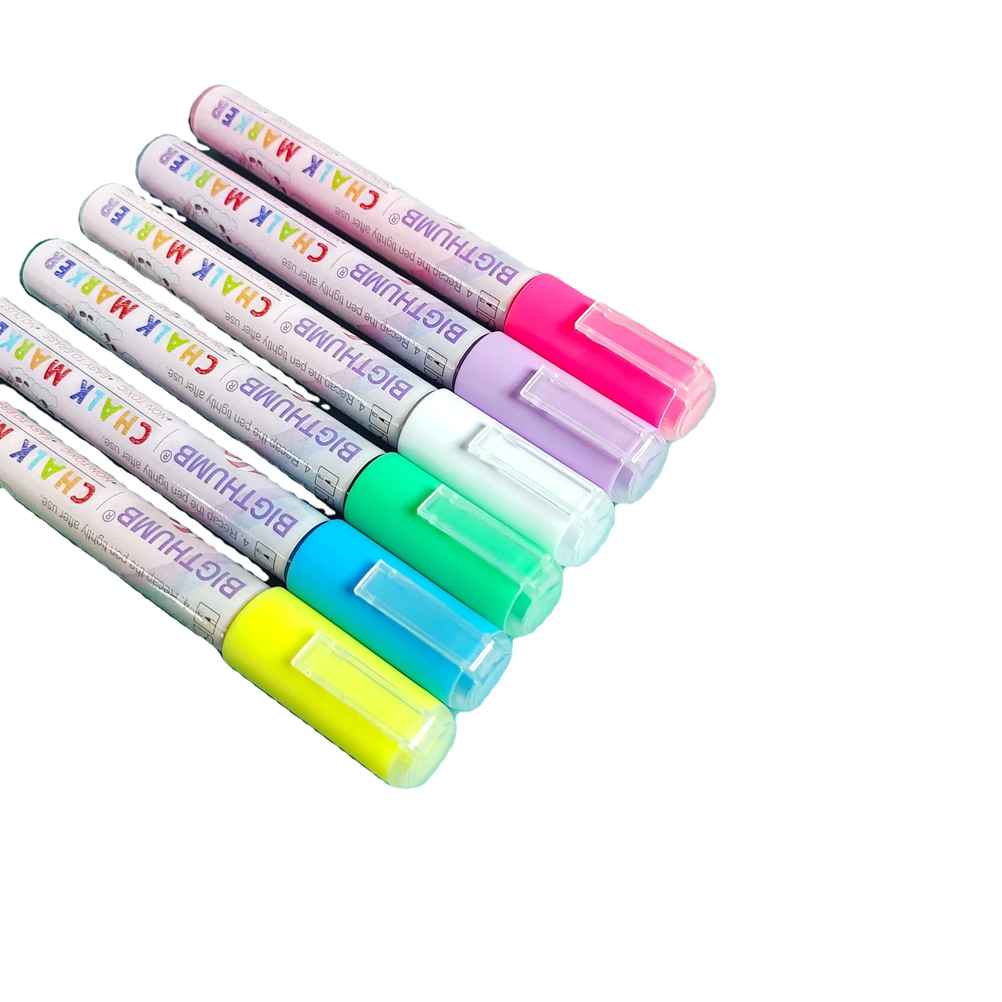 Customization of LED water soluble chalk for wall glass or refrigerator logo wet erase marker set reversible