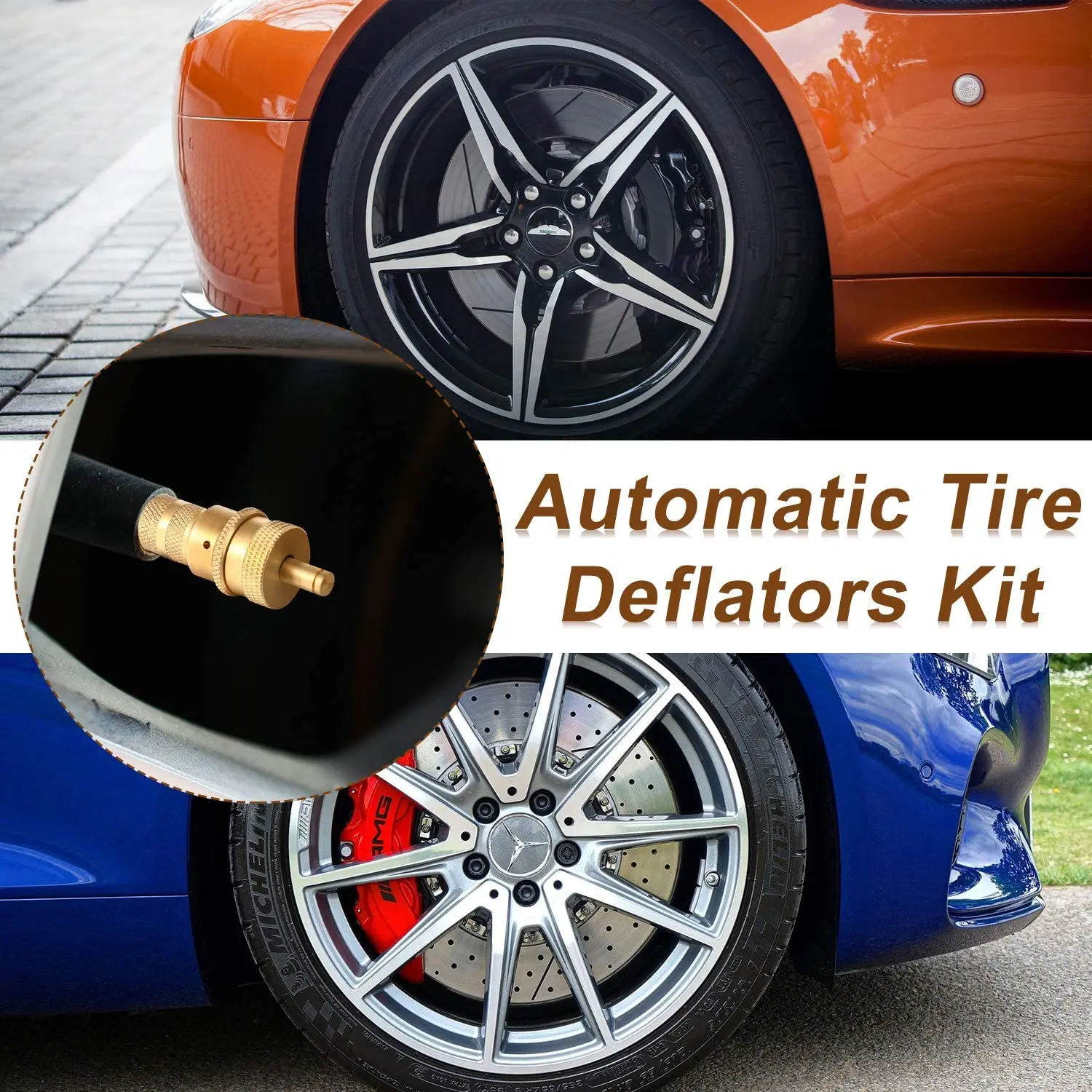 Automatic Brass Car Tire Deflators Kit 6-30 PSI Adjustable Tire Deflator Valve for Vehicles, Motorcycle, Car, Truck