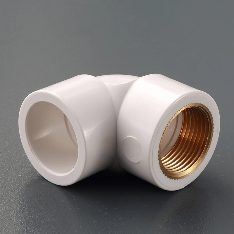 Factory custom seamless plastic pvc pipe fitting 90 degree female elbow with brass for pvc plumbing pipe