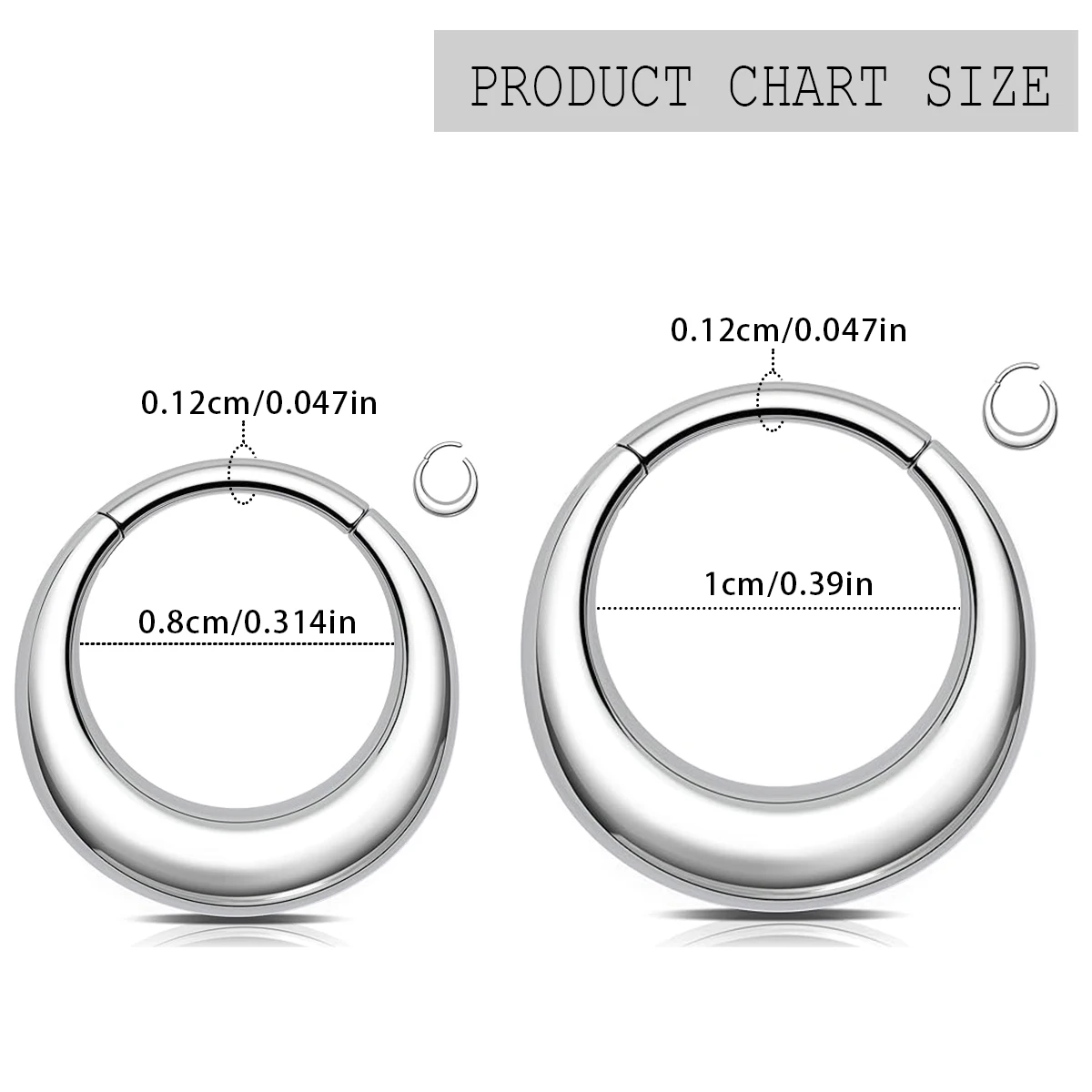 Smooth Nose Rings Hoops Stainless Steel Septum Rings Hinged Segment Nose Helix Cartilage Clicker Hoop Earrings Piercing Rings
