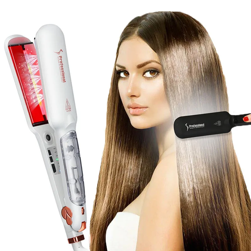 Drop Shipping Ceramic Infrared And Steam Professional Hair Straightener Iron Vapor Spray Flat Straightening Style