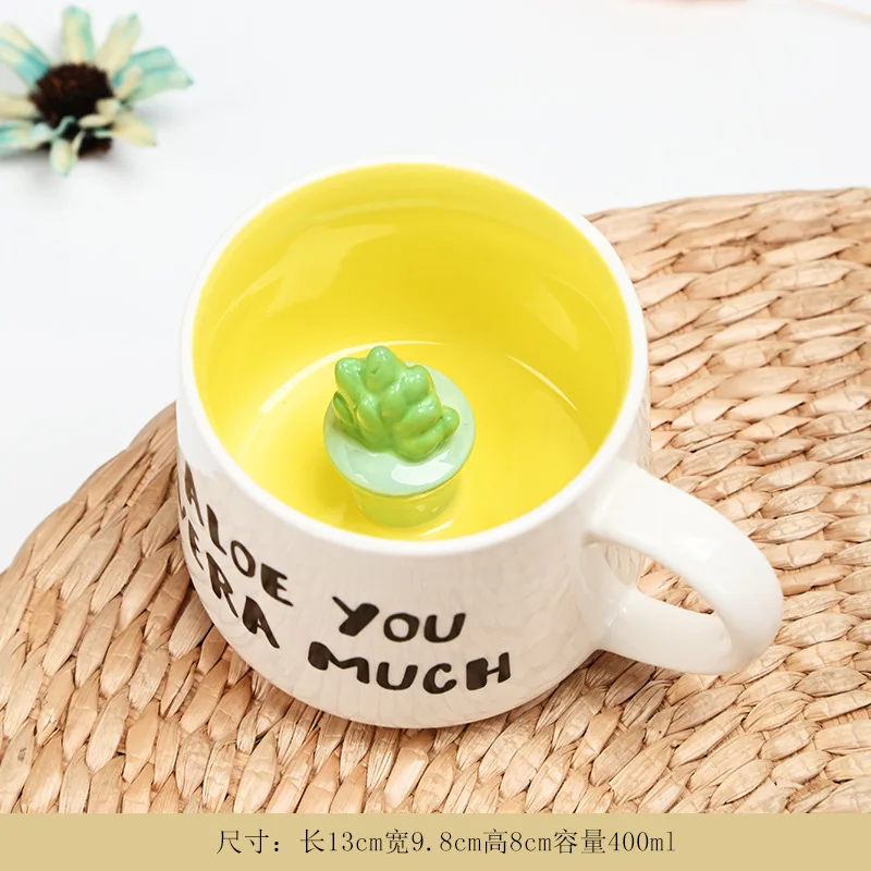 2023 New creative 3d cartoon ceramic mug Novelty Porcelain colorful design inside animal coffee mug with handle