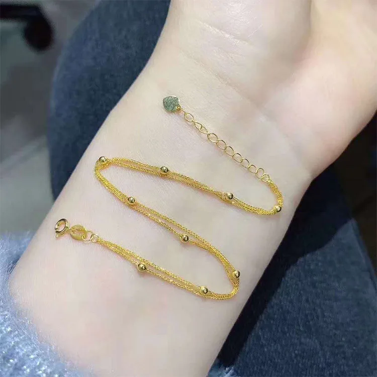 
18K pure real solid yellow gold chain bracelets women 