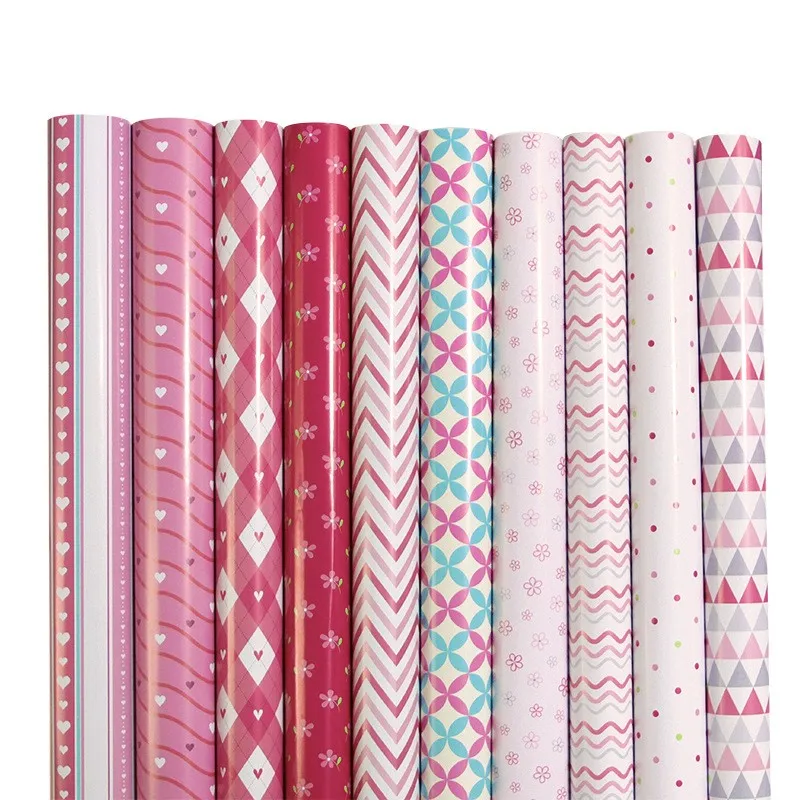 New Cute Simple Baby Lover Book Cover Print Packaging Paper Roll Glossy Coated Birthday Gift Wrap for Screen Printing