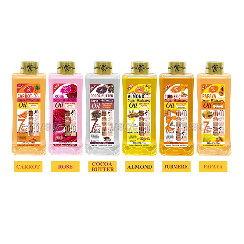 7 Days Turmeric Rose Almond Papaya 200ml Body oil Moisturizing Super Whitening CarrotTurmeric Oil Body Massage Oil