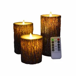 Moving wick Pine shapebattery remote control electronic LED candle lamp