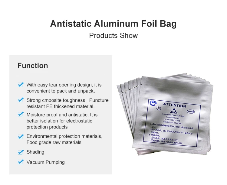 Factory Custom Printing Zip Lock Anti-static ESD Laminated Shielding Bags Custom Packaging Bags For Electronic Components