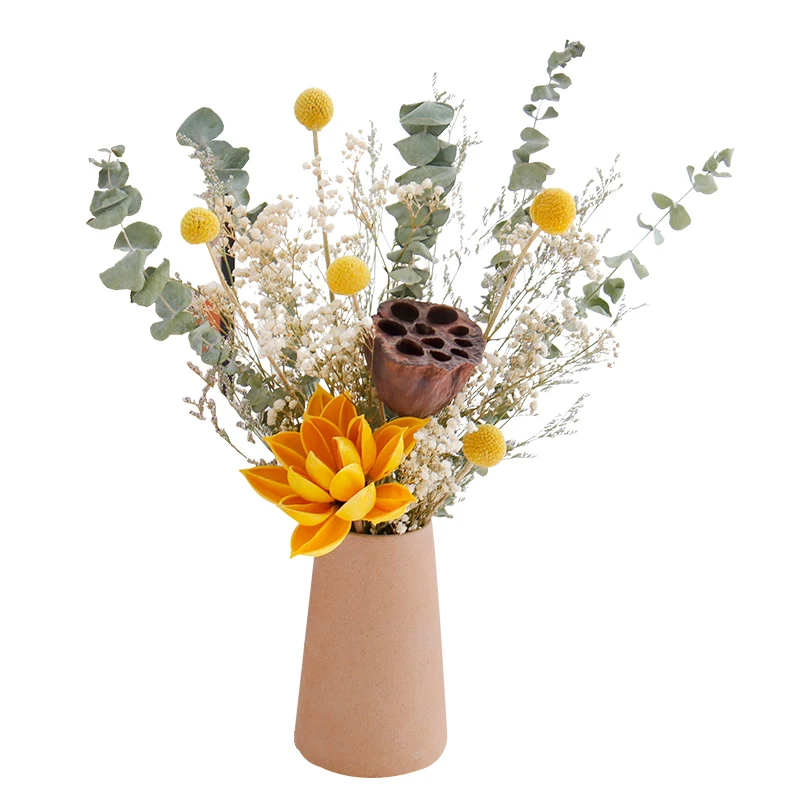 BJ-016 wholesale luxury natural wedding centerpiece eucalyptus leaves dry flower bouquet for home decoration