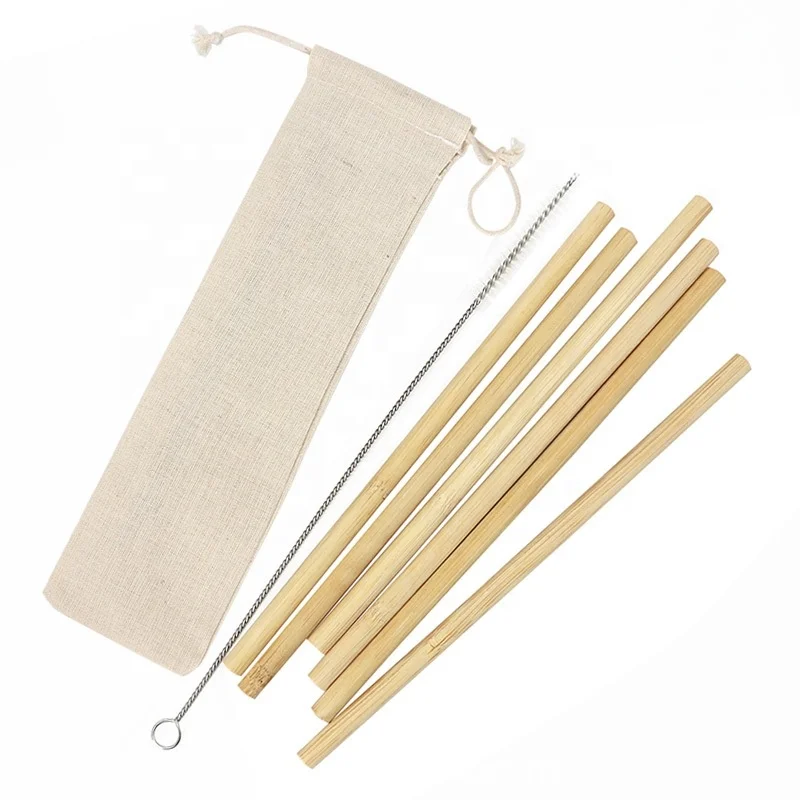 Friendly Biodegradable Bamboo Drinking Straws Can Customized Logo Recycle Bamboo Straws
